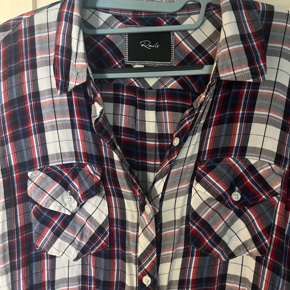 Rails Women's Red and Blue Plaid Button Down Shirt